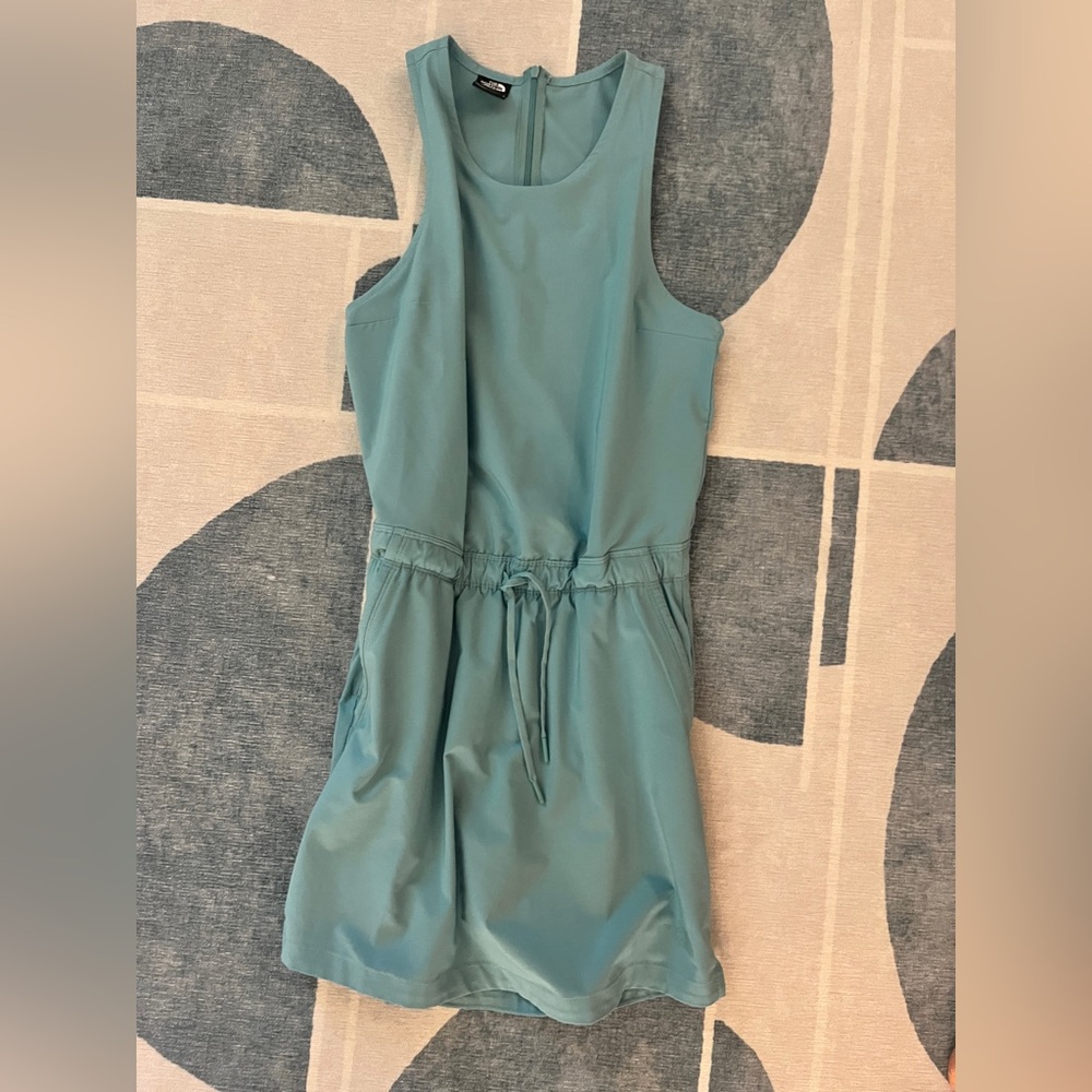 The North Face small Light Blue never stop adventure dress in built shorts